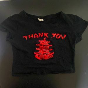 S thank you crop top. Black and red.